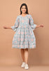 Starling Blue Hand Block Print Pure Cotton Dress (CRD10)